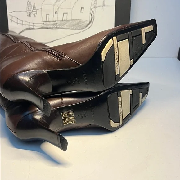 Casadei Brown Leather Knee- High Boots Women's Size:US  5.5 B - Picture 16 of 16